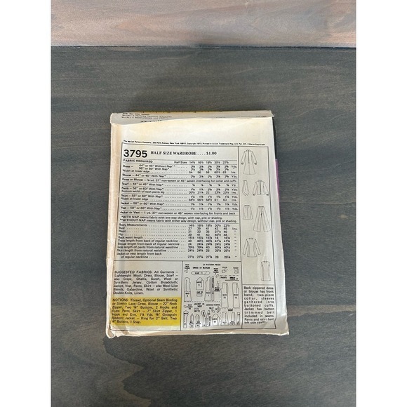 McCalls Vintage Uncut Dress Blouse Scarf Pants Skirt Jacket and Vest Size 14.5 - Picture 3 of 7